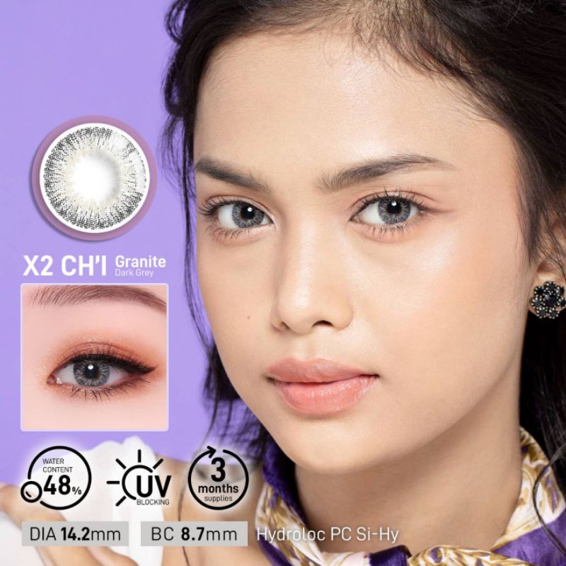 Softlens warna grey Silicone Hydrogel X2 Chi (Granite )