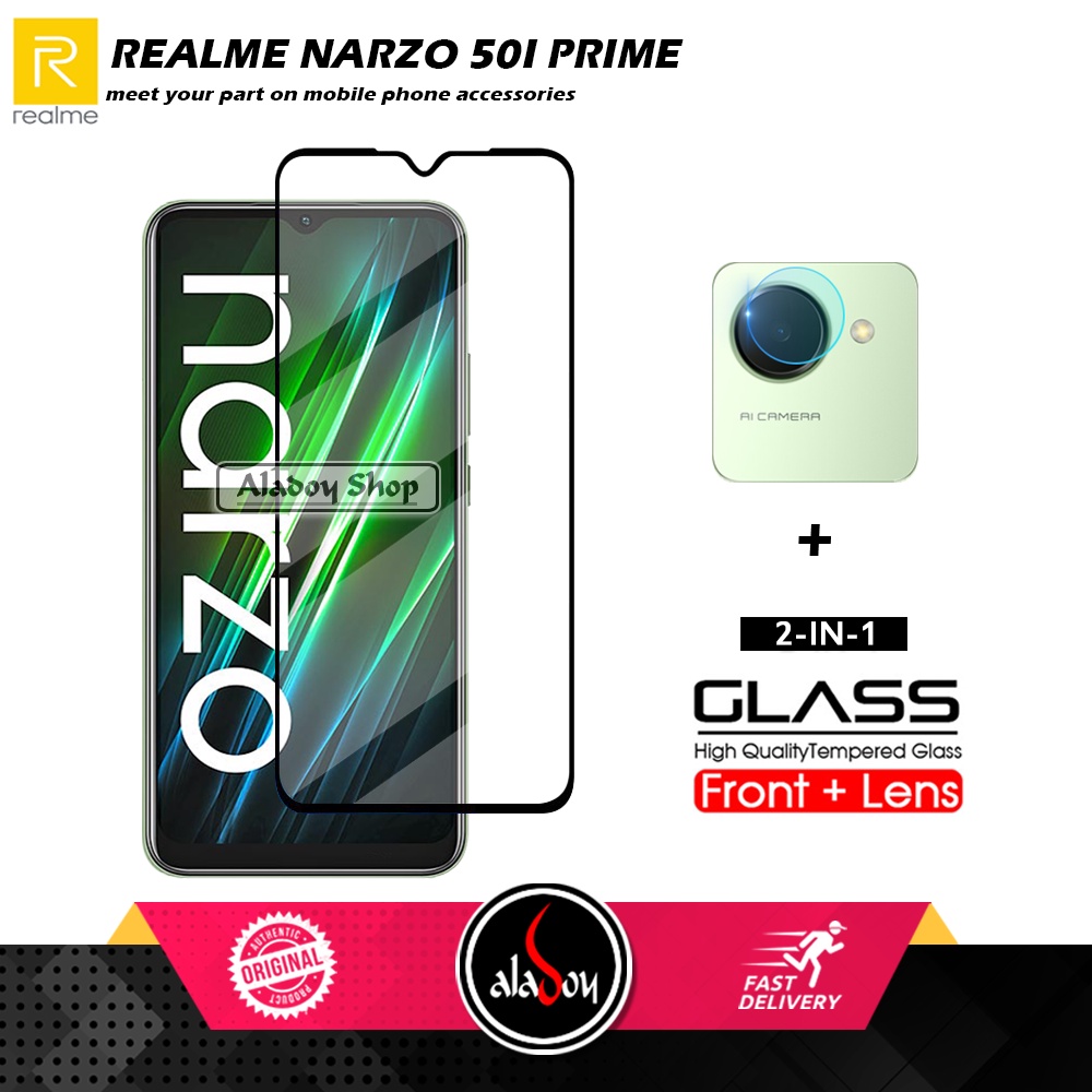 PAKET 2 IN 1 Tempered Glass Layar Realme Narzo 50i Prime + Tempered Glass Camera