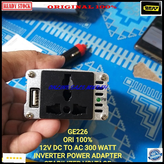 G226 12v DC to AC 300 Watt wat usb 5v aki accu mobil car listrik cas casan volt setrum asli ori charge socket universal hemat indikator stabilizer voltage lighter original G226   16cm x 8 cm x 3 cm dimensi packing  BISA SEGALA KENDARAAN  Bisa buat cas han