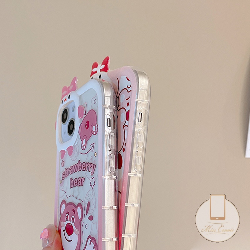 Soft Case TPU Motif Kartun Little Monster Strawberry Bear 3D Untuk IPhone 11 13 12 14 Pro MAX 6 6S 7 8 Plus XR X XS MAX SE