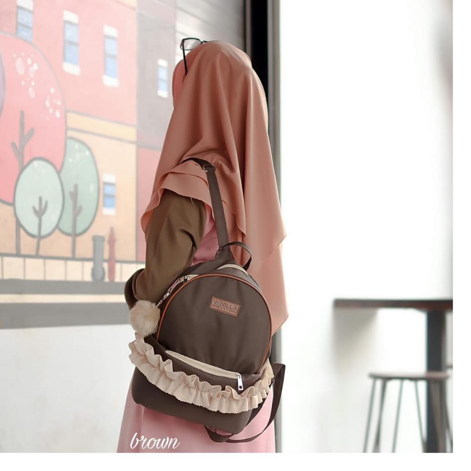 [KODE YJ6657] Vanillahouse Ruffel Bag Tas Muslimah Tas Ransel Tas Imut Tas Lucu