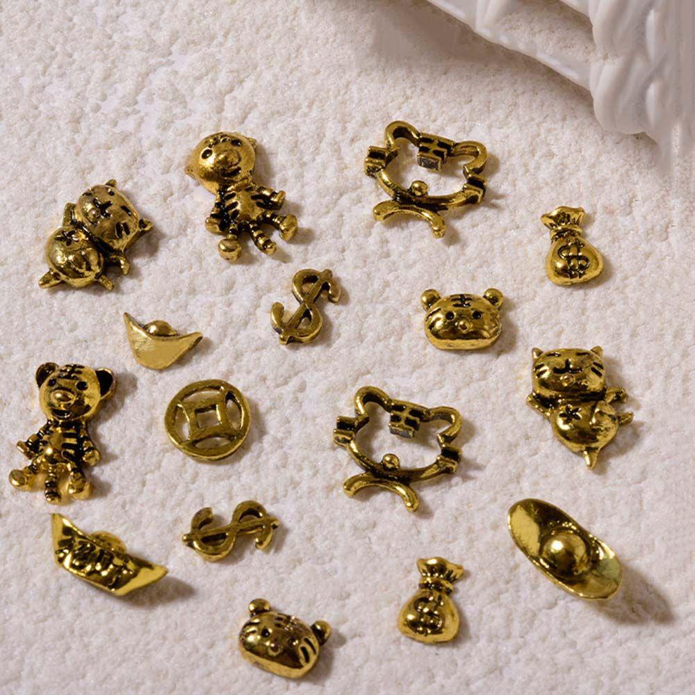 Mxbeauty Ingots / Tahun Baru Cina / Imlek Bahan Alloy Warna Gold Untuk Aksesoris Nail Art 2022|Alat Nail Art DIY