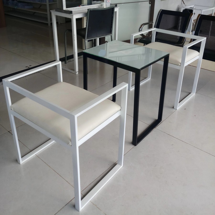 SET meja&sofa besi 2sofa 1meja/modern/kokoh/minimalis/multifungsi
