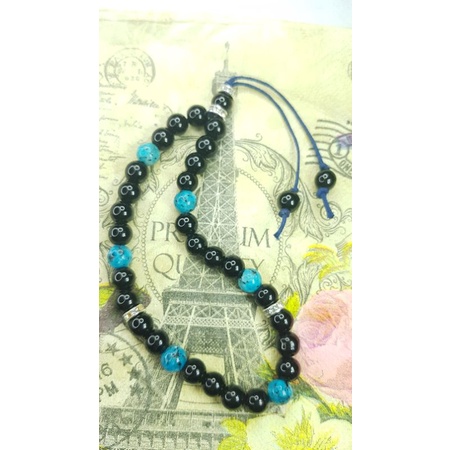 Tasbih Batu Bacan doko Giok hitam 33 beads Batu Natural diameter 8mm asli
