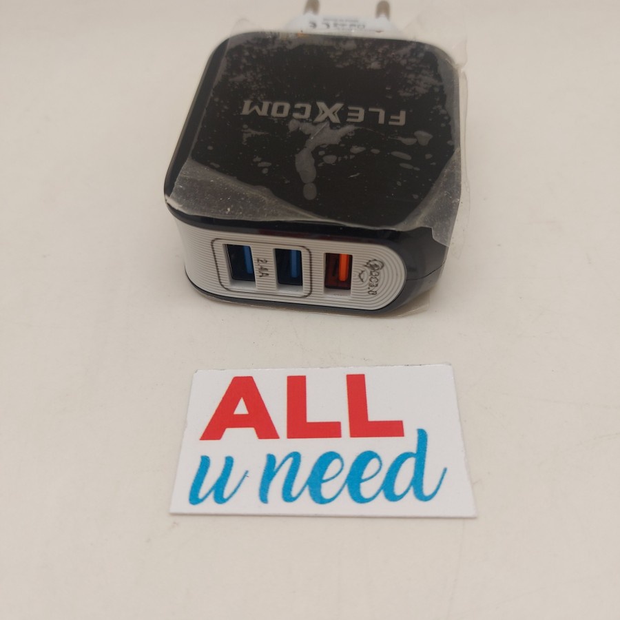 Batok Charger Flexcom 3 Slot USB - Kepala Cas - Adaptor Cas Hp 3 Slot