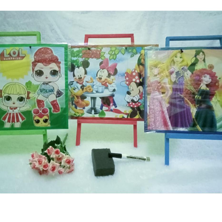 

qwp⭐83 papan tulis white board / white board anak karakter 30x40 ( plus penyangga dan spidol ) [MU46