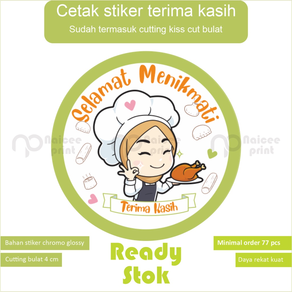 

cetak stiker terima kasih | cetak stiker label makanan | bahan chromo | murah