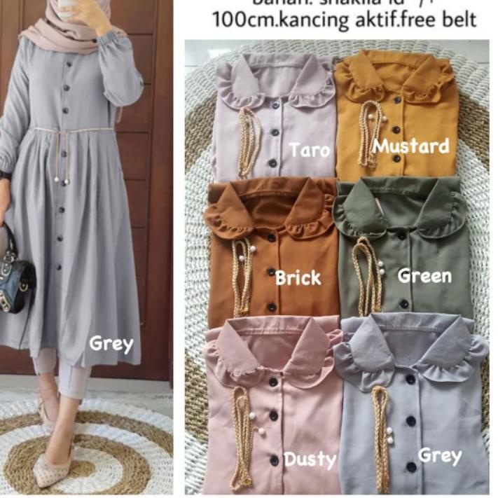 ♠ ORIYA TUNIK - LD100 Tunik Shakila Premium / Kancing Aktif Free Belt /262-6067 ◘