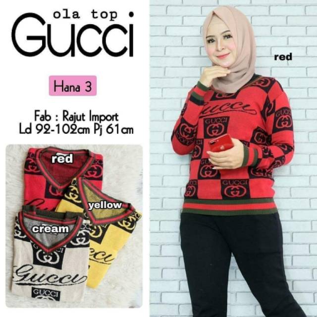 Gucci ola top, TOP /ATASAN RAJUT WANITA CANTIK BAHAN RAJUT IMPORT LD 92-106 TERMURAH OOTD