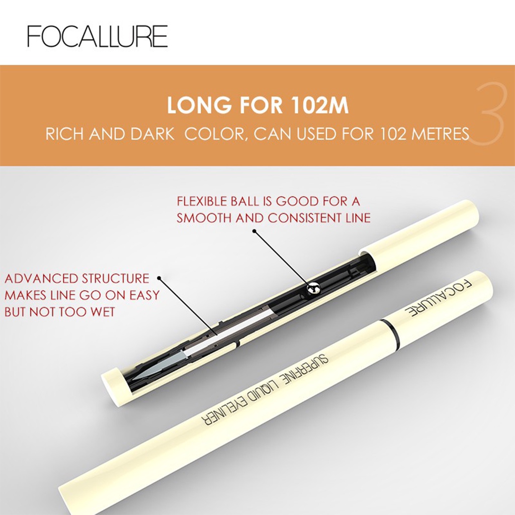 ❤ BELIA ❤ FOCALLURE Superfine Liquid Eyeliner FA91 | Long Lasting Waterproof Quick Dry Liquid Eyeliner Black Eye Line Makeup | Tahan Hingga 12 Jam | BPOM