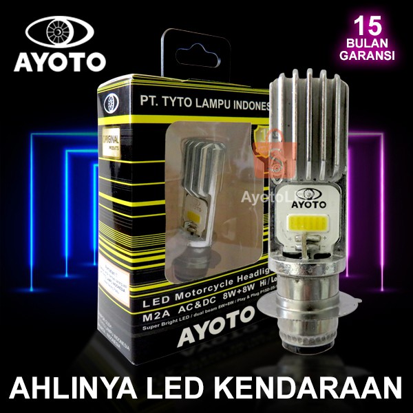 Lampu Depan LED Motor M2A 2 sisi H6/T19/M5 Hi-Lo 8W+8W AC