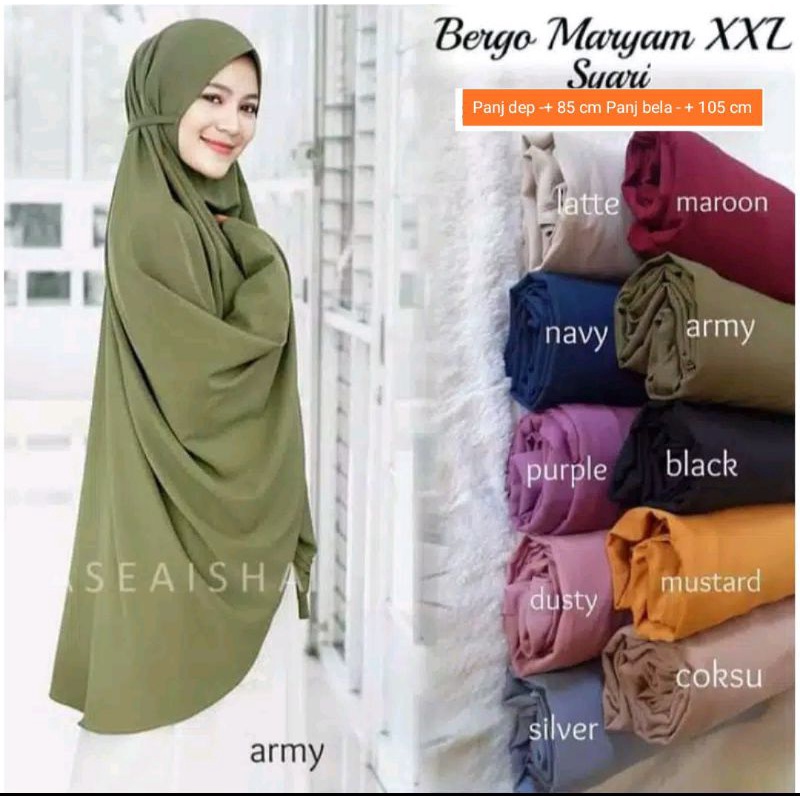 JILBAB BERGO TALI JUMBO AISYAH l JILBAB KIMAR TALI JUMBO l HIJAB INSTAN