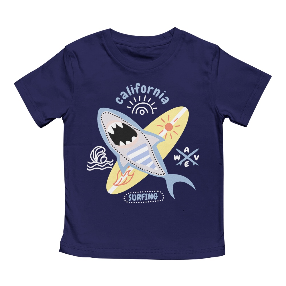 Kaos Anak Laki Laki Perempuan 1-10 Tahun Unisex Shark Surving