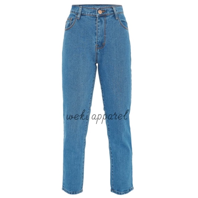 Weki Boyfriend Jeans Wanita  Medium Blue