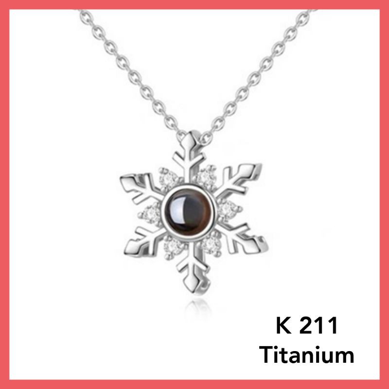 Kalung Crystal Berlian Liontin Wanita Titanium