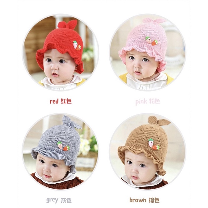 Topi Kupluk Rajut Wol Kepang Anak Bayi Balita Perempuan / Baby Knit Hat