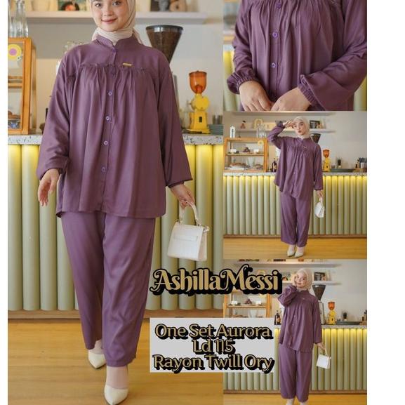 Recomended Oneset aurora rayon twill ory // setelan terbaru ashilla messi