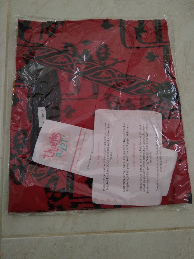 Atasan Blouse Batik Wanita Lengan Pendek Model Kimono Warna Merah Edisi Imlek, 267 Ado#katun Stretch