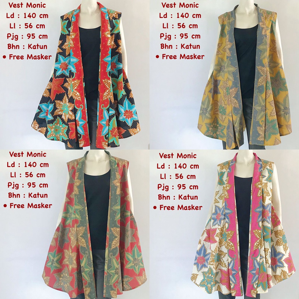 Vest monic batik solo outer batik outer wanita outer kerja