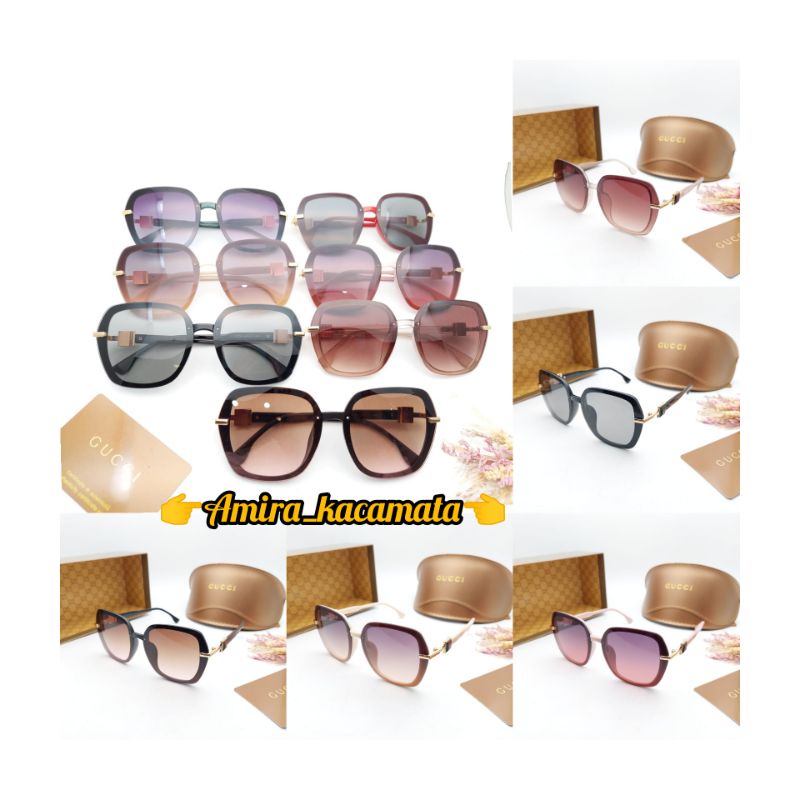 [BISA COD√]Kacamata Fashion Wanita Kacamata Sunglasses/Gucci/Lensa UV Super Premium