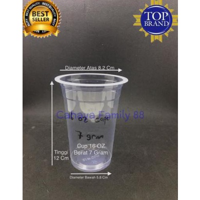 Hot Sale Cup Plastik Tebal 12 Oz & 16 Oz Berat 7 Gram Isi 50 Cup - 12 Oz 7 Gram Hot Sale