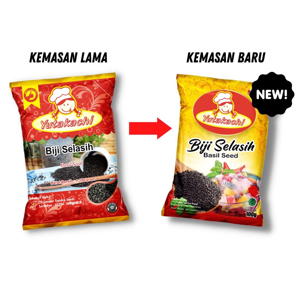 Biji Selasih Kemasan Renteng 100gr x 10pcs / Selasih Super 1Kg Yutakachi / Basil Seed / Pusat Bumbu