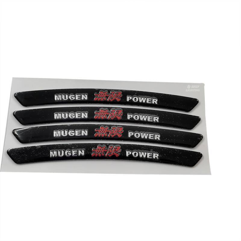 4 x Aluminum MUGEN POWER Letter Logo Car Auto Wheel Tire Decorative Emblem Badge Sticker Decal HONDA MUGEN