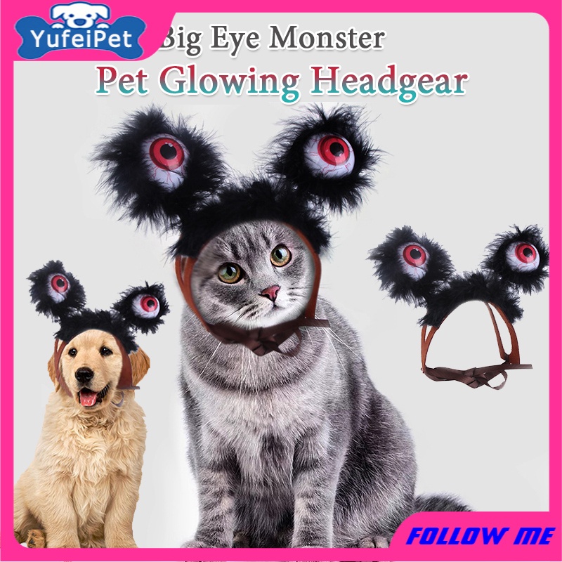 Pet Halloween Hat Cat Headwear Glowing Big Eyes Funny Decorative Jewelry Pet Accessories Pet Supplies Cat