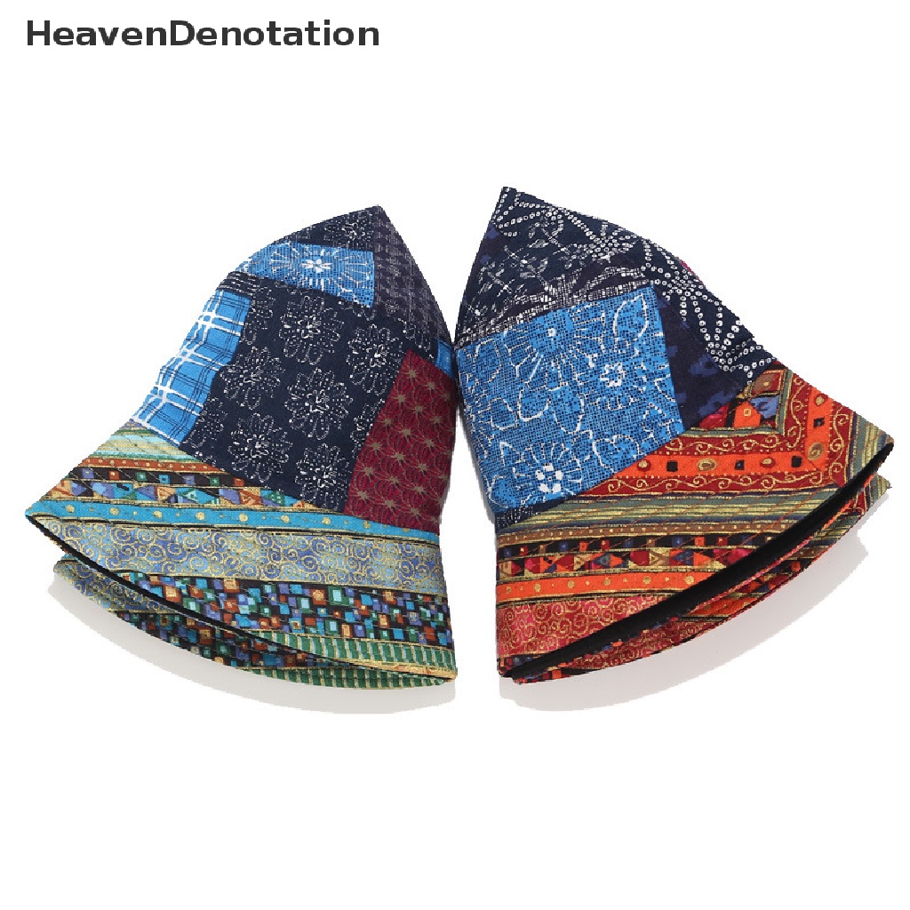 [HeavenDenotation] Vintage Fashion Women Men Bucket Hats Outdoor Print  Cap Travel Sunscreen Hat