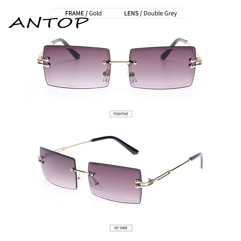 Korea Kacamata Wanita Gradien Persegi Aksesoris Kacamata Fashion Tanpa Bingkai ANTOP
