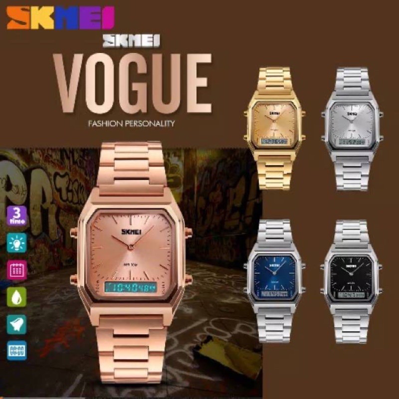 SKMEI 1220 Men's Retro Luxury Quartz Watch Three Time Zone Fashion Wristwatch