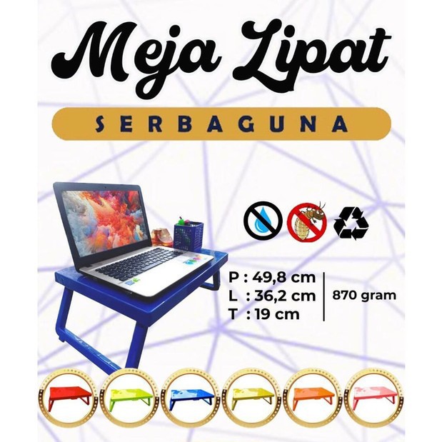 Kingdom Meja Lipat Belajar Anak Lesehan Makan Ngaji Lap Desk Plastik Portable Laptop Sekolah