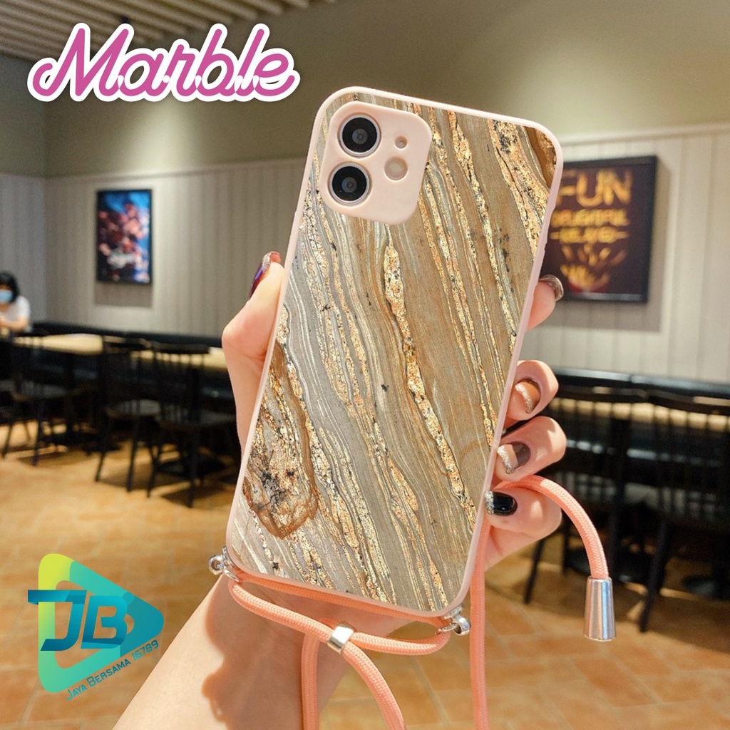 SOFTCASE SILIKON SLINGCASE TALI LANYARD STRAP PHONE MACARON PELINDUNG KAMERA MARBLE OPPO VIVO SAMSUNG XIAOMI REALME IPHONE ALL TYPE JB5468