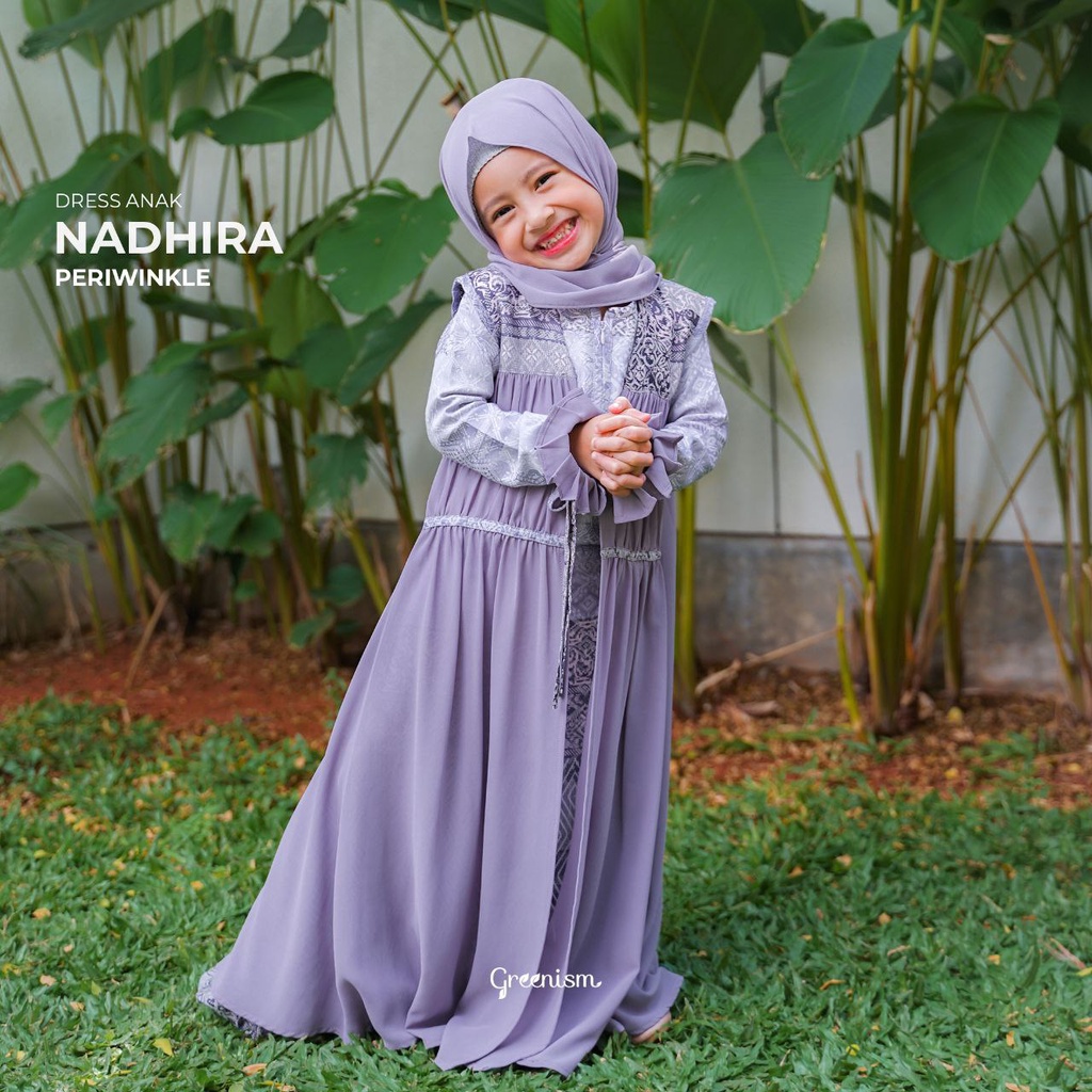 Nadhira Dress + Outer Kids (Periwinkle) by Greenism
