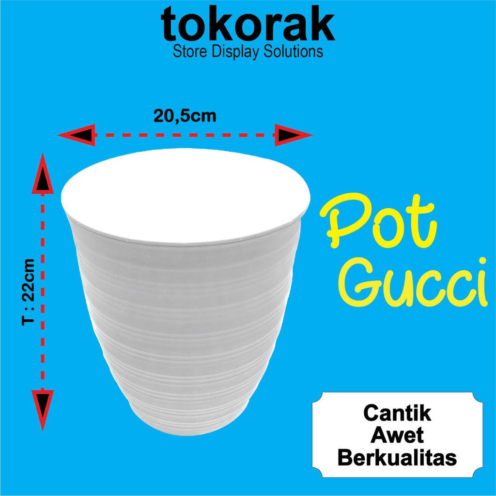 POT BUNGA 22 PLASTIK PUTIH TAWON PIRUS TIRUS GUCI