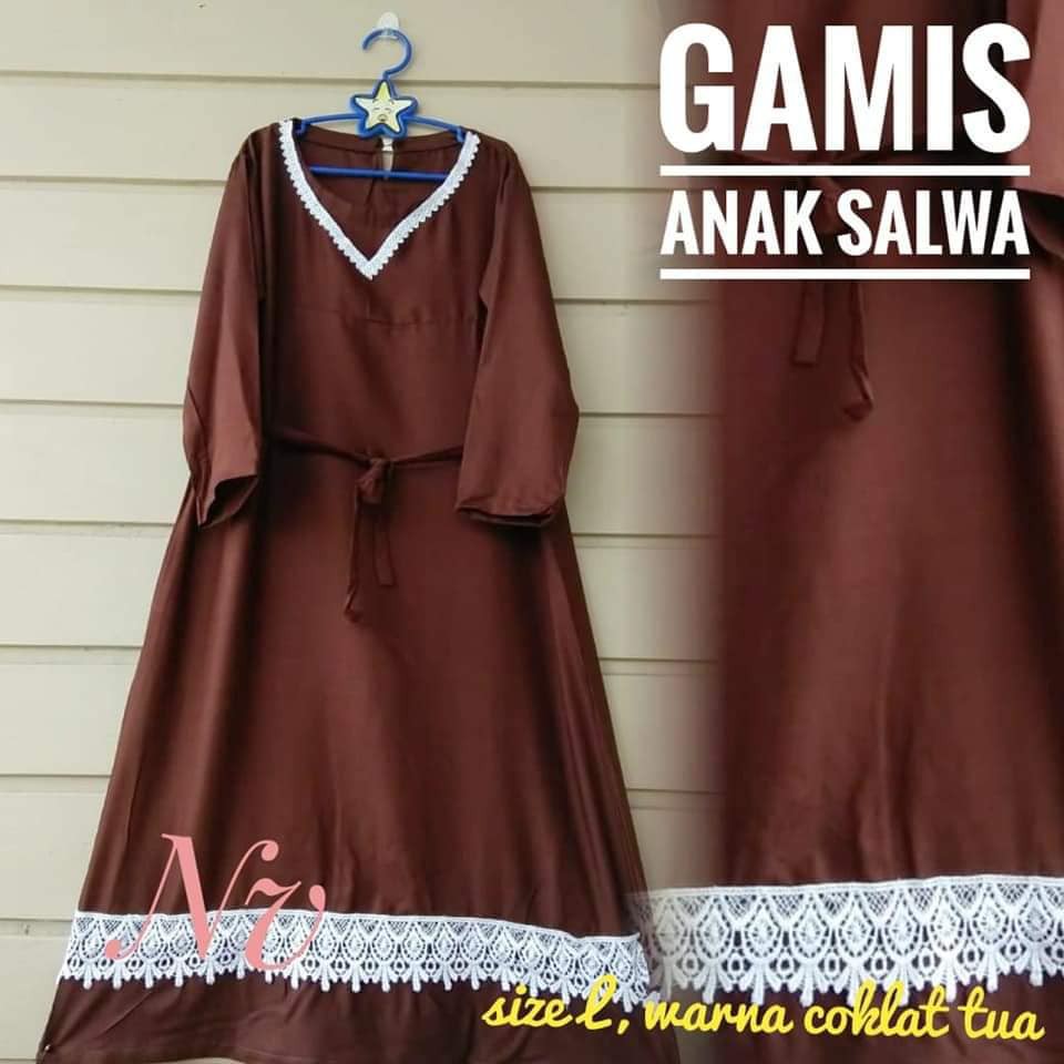 BAJU ANAK GAMIS RENDA SALWA UK L ( UMUR 6 - 8 TAHUN )