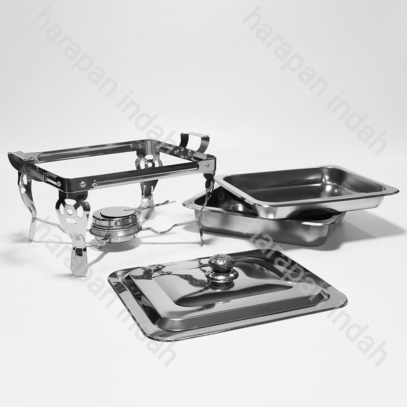 Prasmanan Warmer 2 Square Pan / Tempat Makan Prasmanan 1 Tutup Stainless