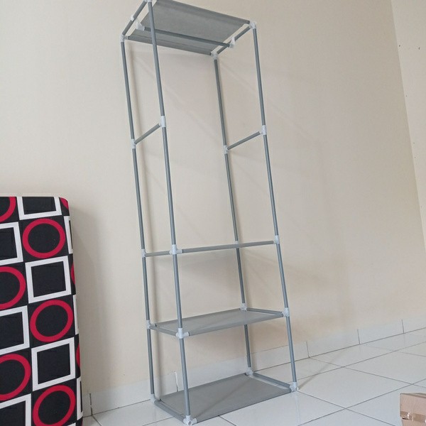 Rak Portable Serbaguna - Rak Gantungan Baju Persegi Panjang Bongkar Pasang- Pink