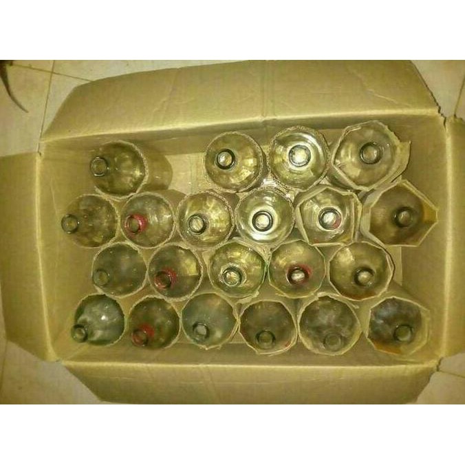 BOTOL KACA BEKAS UNTUK BENSIN, MUAT 1 LITER, BERAT 550 GRAM