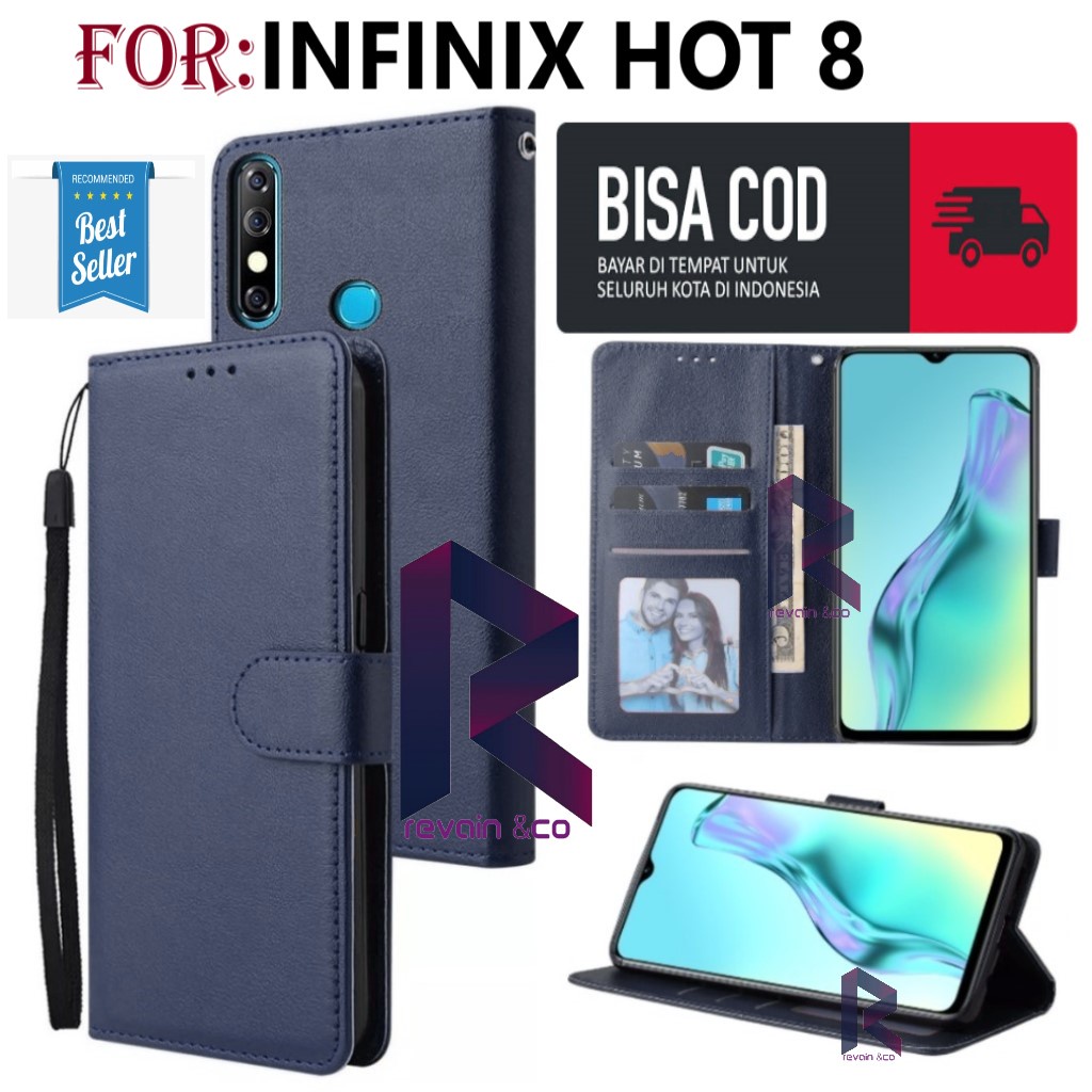 CASE INFINIX HOT 8 FLIP WALLET LEATHER KULIT PREMIUM FLIP COVER SARUNG BUKA TUTUP FLIP CASE INFINIX HOT 8