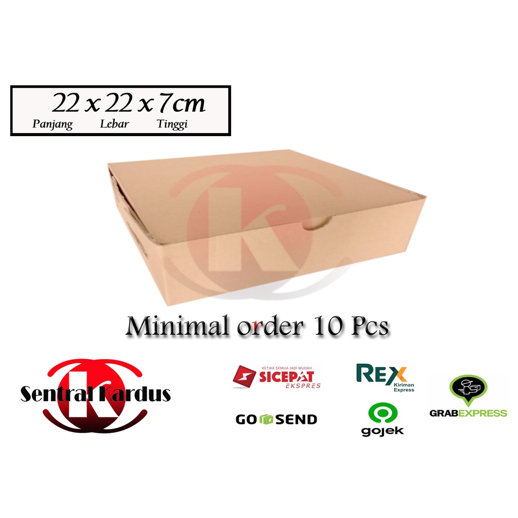 

(ISI 10 PCS)DUS KOTAK/ pizza POLOS UK.22x22x7cm box pizza/kardus hampers kotak/gift box murah