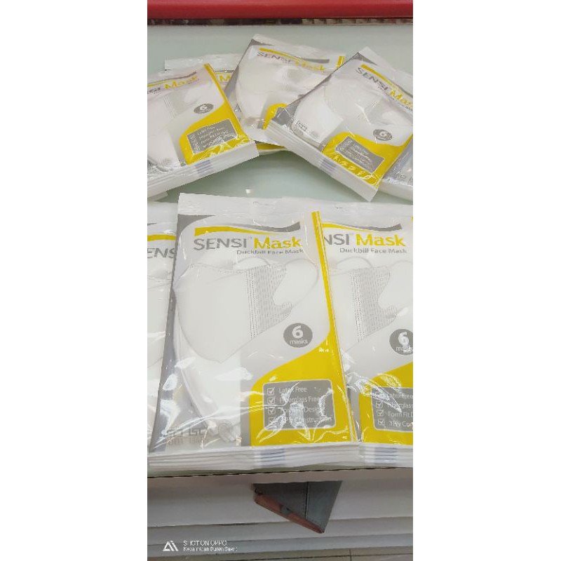 Sensi masker duckbill isi 6 pcs (Buy 10 sachet free 1 pcs masker)