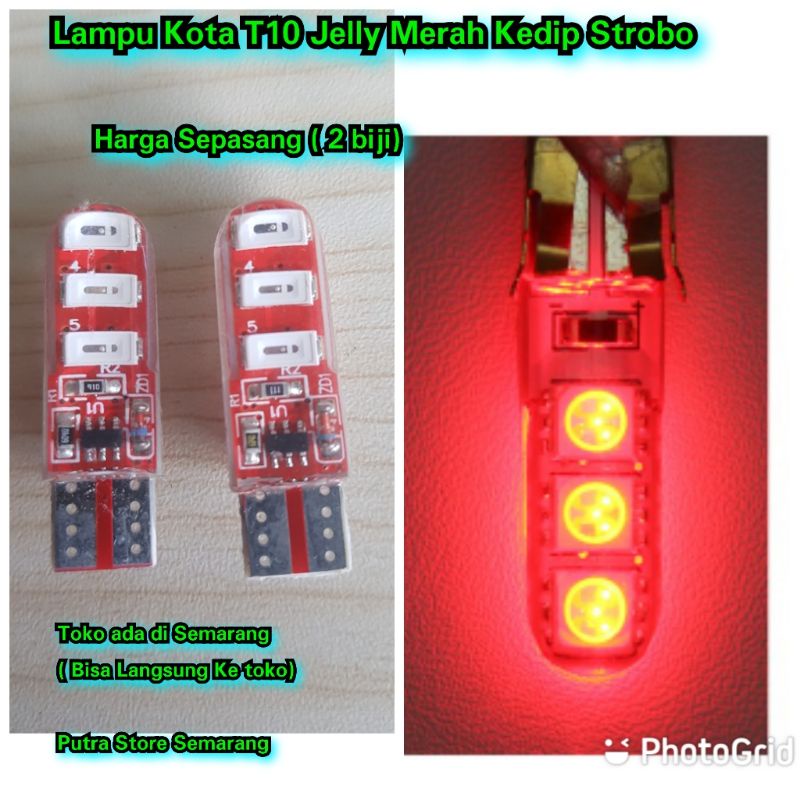Lampu LED Kedip jelly Warna Merah Lampu Kota Motor Mobil 12V
