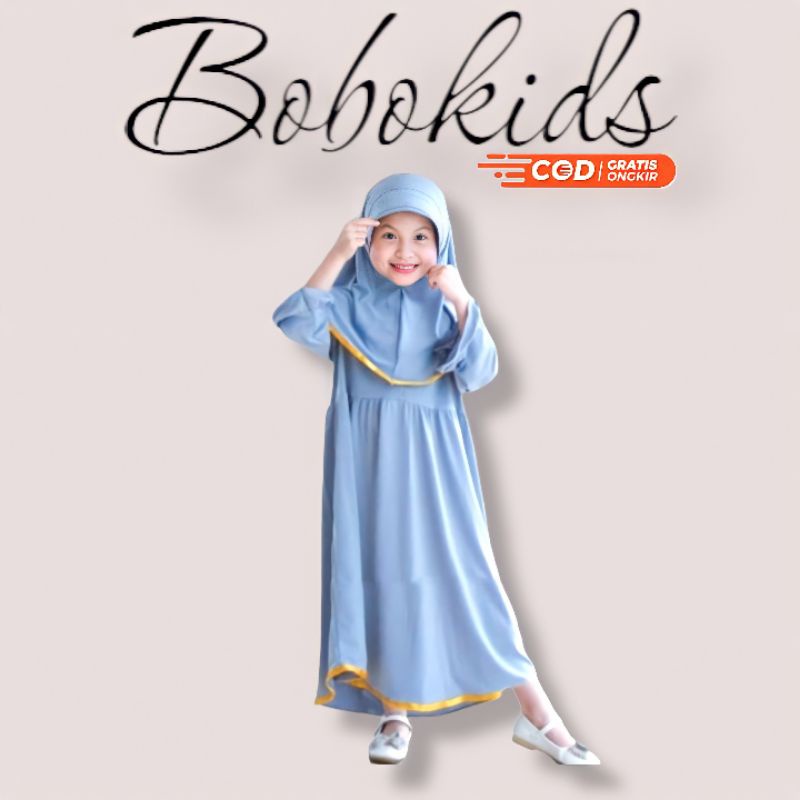 (2 - 7Tahun) Setelan Set Gamis Hijab Anak Perempuan Cewek Bobokids Jersey Korea Premium Usia 2 3 4 5 6 Tahun