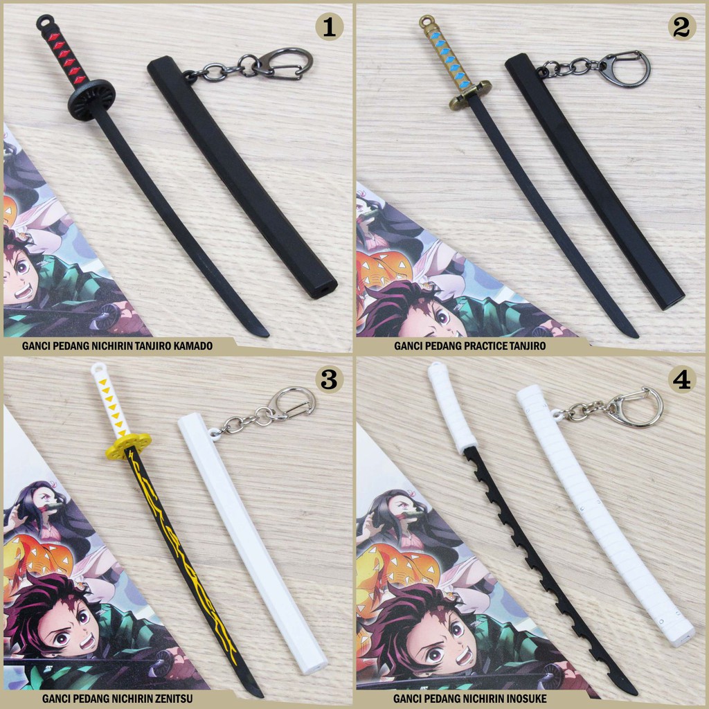 Gantungan Kunci Pedang Nichirin Tanjiro Practice Tanjiro Zenitsu Inosuke Giyu Sanemi Kanroji Tokito