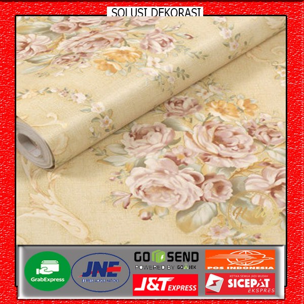 TERMURAH | Wallpaper Stiker Dinding | Motif Kembang Cream | 45CM x 10Meter | SOLUSI DEKORASI