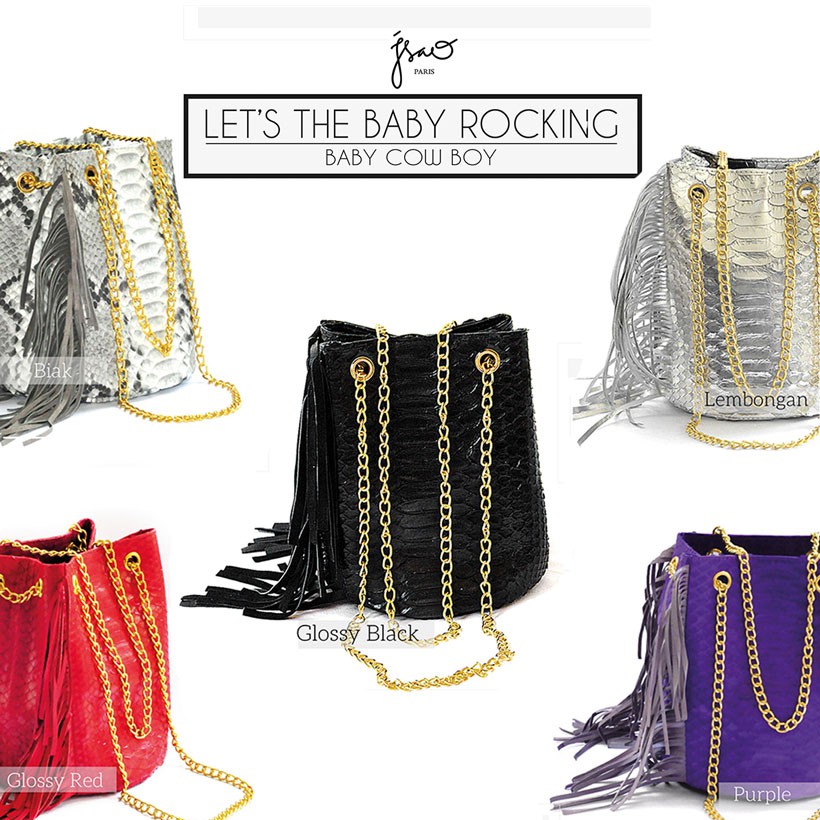 Original Python Leather ISAO PARIS Fashion Product | BABY COW BOY Bag