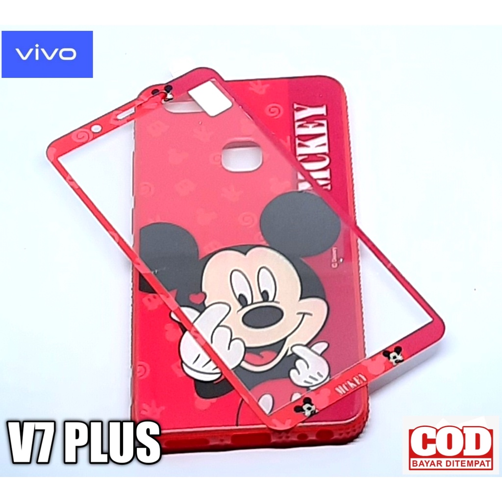 Casing Hp Vivo V7 Plus Softcase Oil Carachter + Tempered Glass