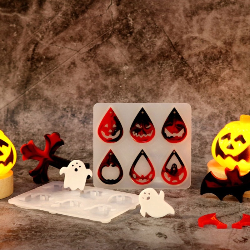 Cetakan Resin Epoksi Bahan Silikon Untuk Perhiasan Anting Liontin Gantungan Kunci Halloween