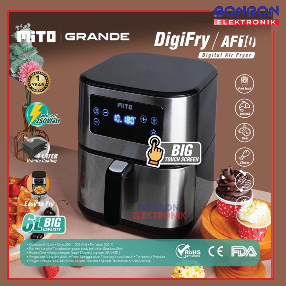 MITO Air Fryer Grande Digifry AF10 / Mitochiba Digital Airfryer AF-10 / AF 10 6L